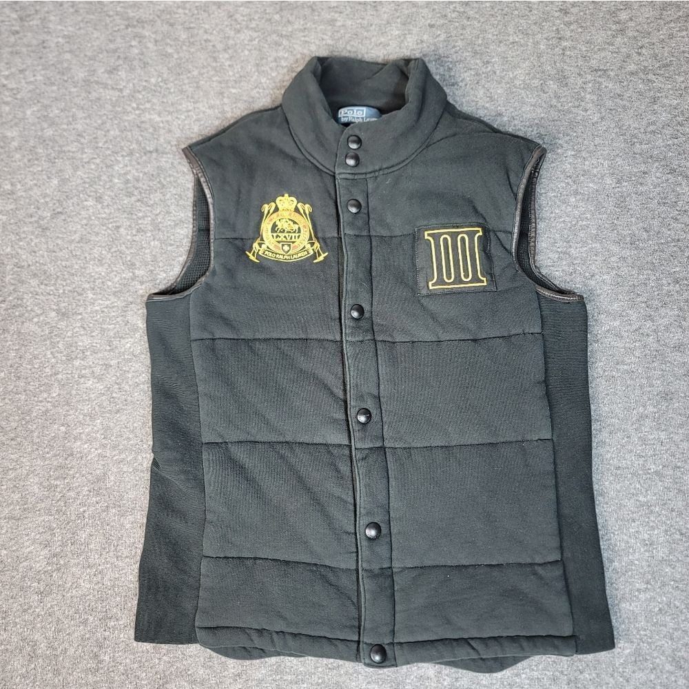 Vtg Polo Ralph Lauren Mens Golf Vest Puffer Size M Black Argentina Zip Closure